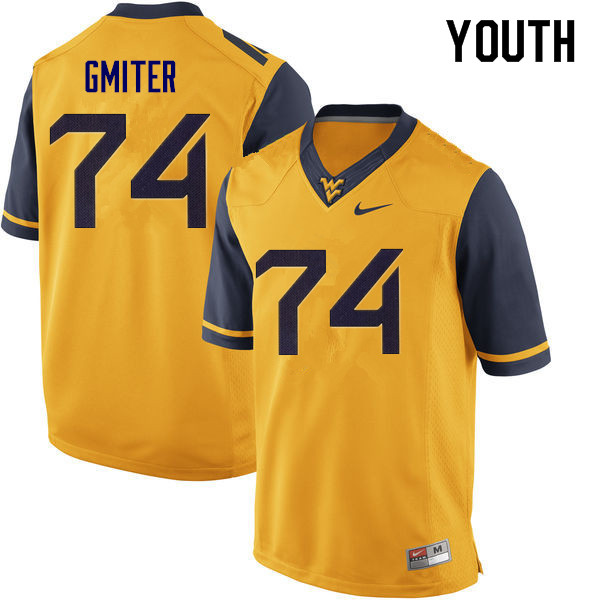 Youth #74 James Gmiter West Virginia Mountaineers College Football Jerseys Sale-Yellow - Click Image to Close